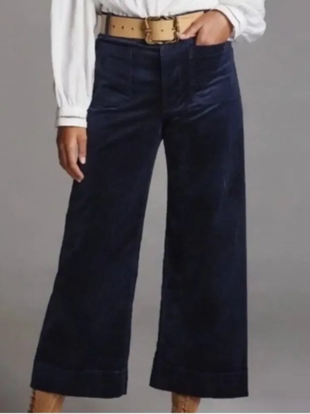 Maeve Colette Corduroy Cropped Women’s Wide-Leg Dark Blue / Navy Corduroy Pants